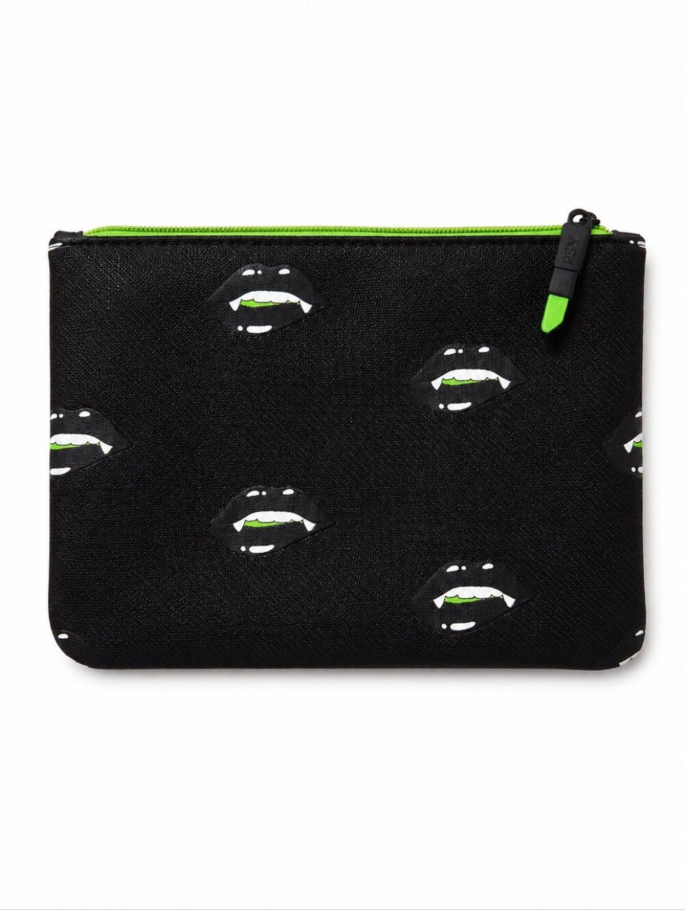 NWOT IPSY Vampire Cosmetic Makeup Bag Black Green Fang Zipper Pouch